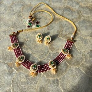Elegant Gold and Red Jewelry Set